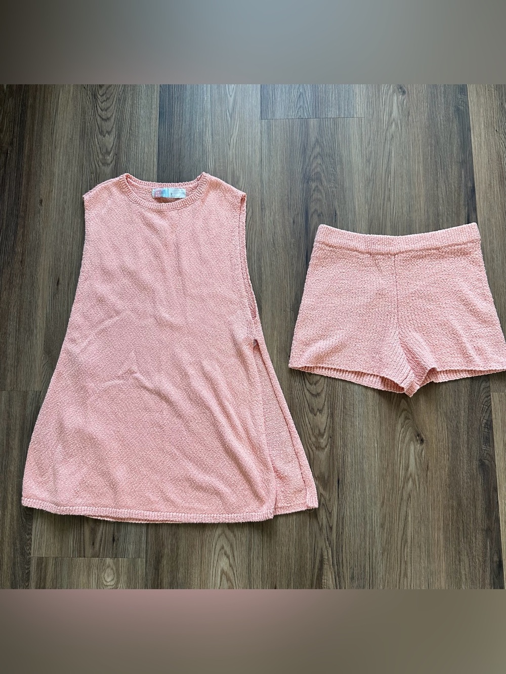 FP Beach Miranda Sweater Set Free People Tunic Shorts XS Orange 2-Piece Casual